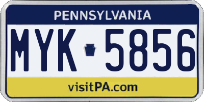 PA license plate MYK5856