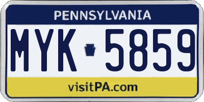 PA license plate MYK5859