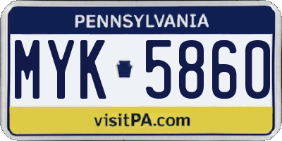 PA license plate MYK5860