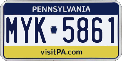 PA license plate MYK5861