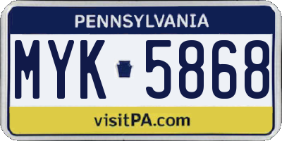 PA license plate MYK5868