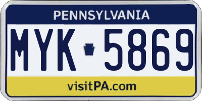 PA license plate MYK5869