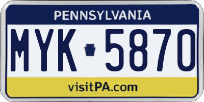 PA license plate MYK5870