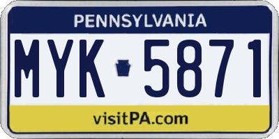 PA license plate MYK5871