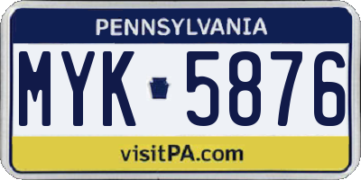 PA license plate MYK5876