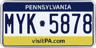 PA license plate MYK5878