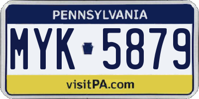 PA license plate MYK5879