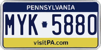 PA license plate MYK5880