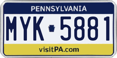 PA license plate MYK5881