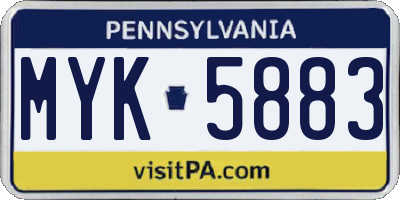 PA license plate MYK5883