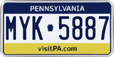 PA license plate MYK5887