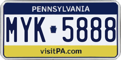 PA license plate MYK5888