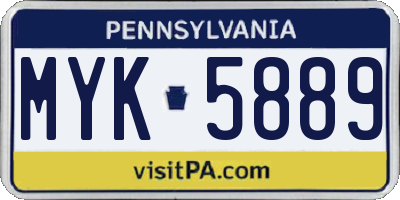 PA license plate MYK5889