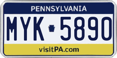 PA license plate MYK5890