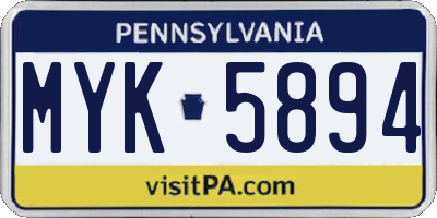 PA license plate MYK5894