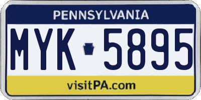 PA license plate MYK5895