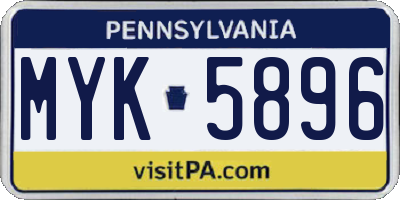 PA license plate MYK5896