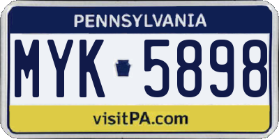 PA license plate MYK5898