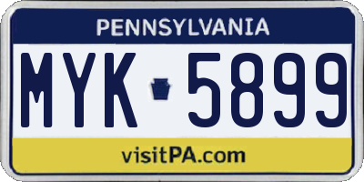 PA license plate MYK5899