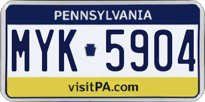 PA license plate MYK5904