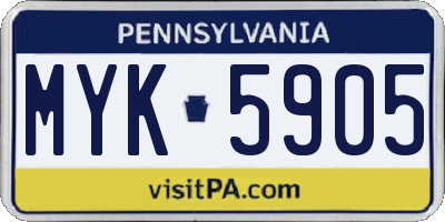 PA license plate MYK5905