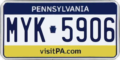 PA license plate MYK5906