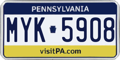 PA license plate MYK5908