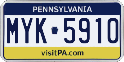 PA license plate MYK5910
