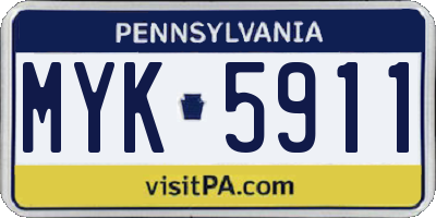 PA license plate MYK5911