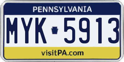PA license plate MYK5913