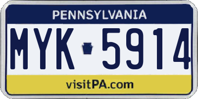 PA license plate MYK5914