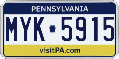 PA license plate MYK5915