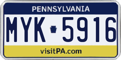 PA license plate MYK5916