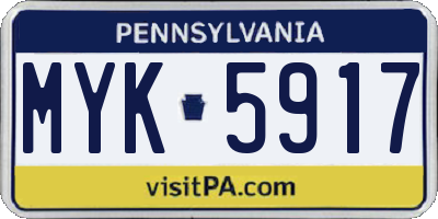 PA license plate MYK5917