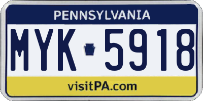 PA license plate MYK5918