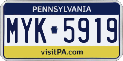 PA license plate MYK5919