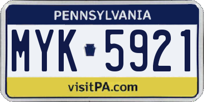 PA license plate MYK5921