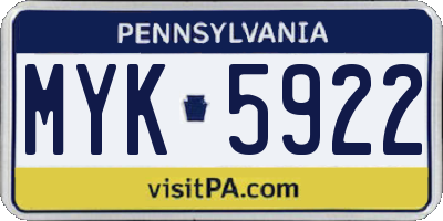 PA license plate MYK5922