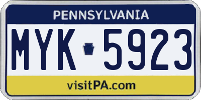 PA license plate MYK5923