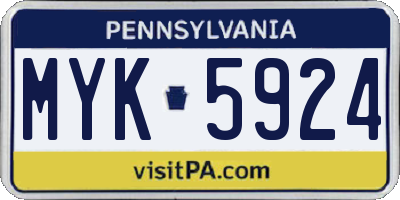 PA license plate MYK5924