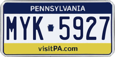 PA license plate MYK5927