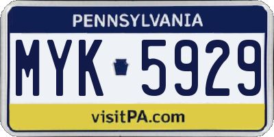 PA license plate MYK5929