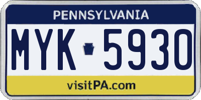 PA license plate MYK5930