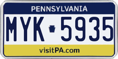 PA license plate MYK5935