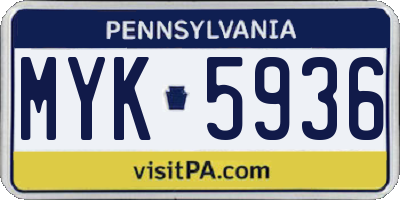 PA license plate MYK5936