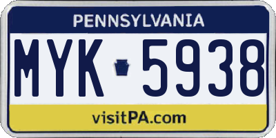 PA license plate MYK5938