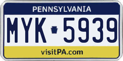 PA license plate MYK5939