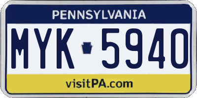 PA license plate MYK5940