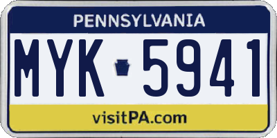 PA license plate MYK5941