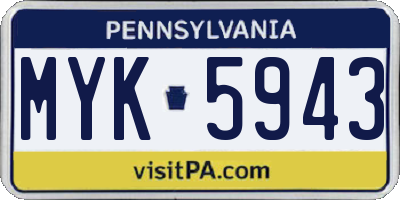 PA license plate MYK5943
